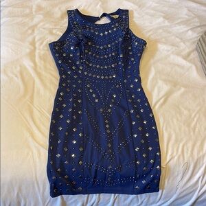 Arden B Navy Studded Mini Dress